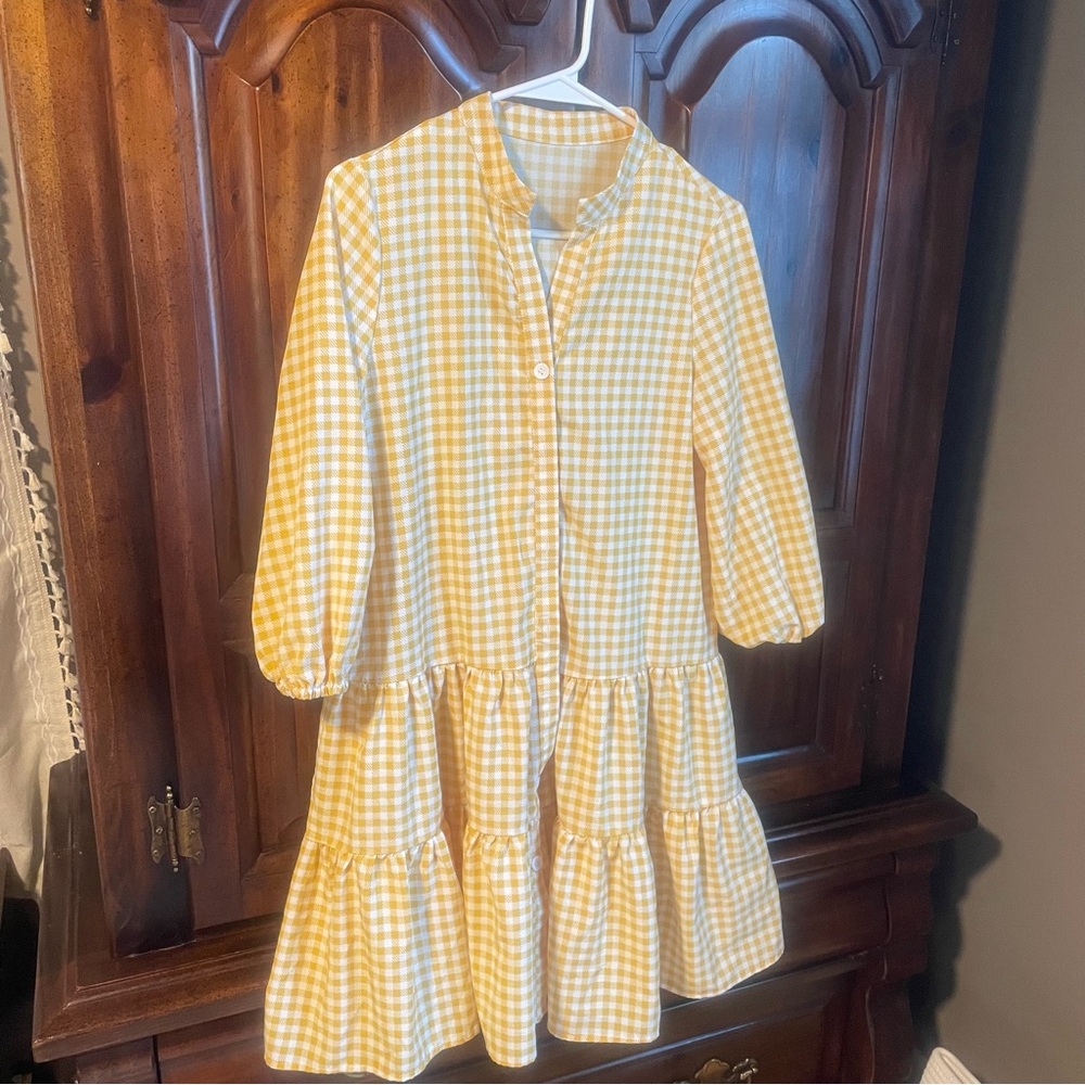 SHEIN Yellow Checkered Kids Dress